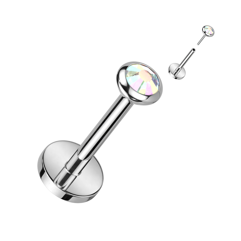 Premium G23 Titanium Luxe Flat Bezel-Set Threadless Flat Back 18g - 16g