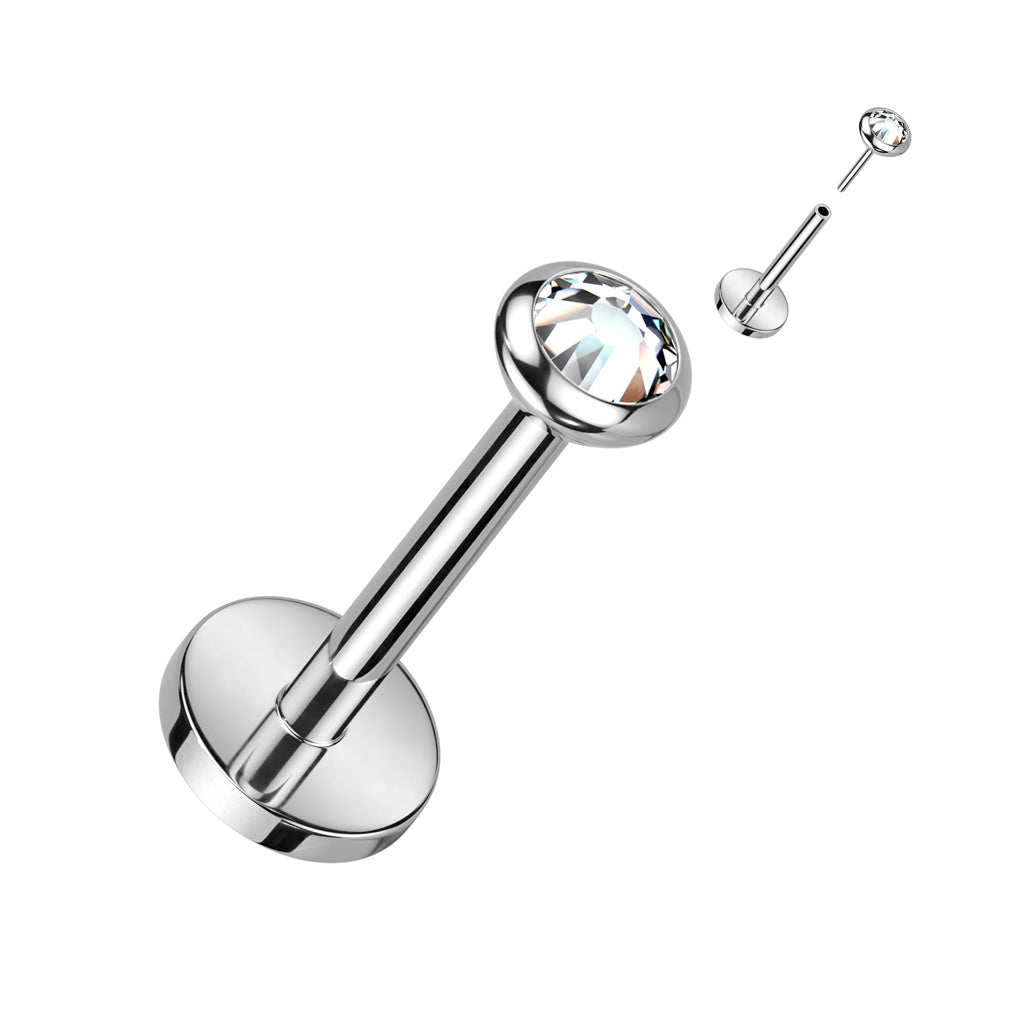 Premium G23 Titanium Luxe Flat Bezel-Set Threadless Flat Back 18g - 16g