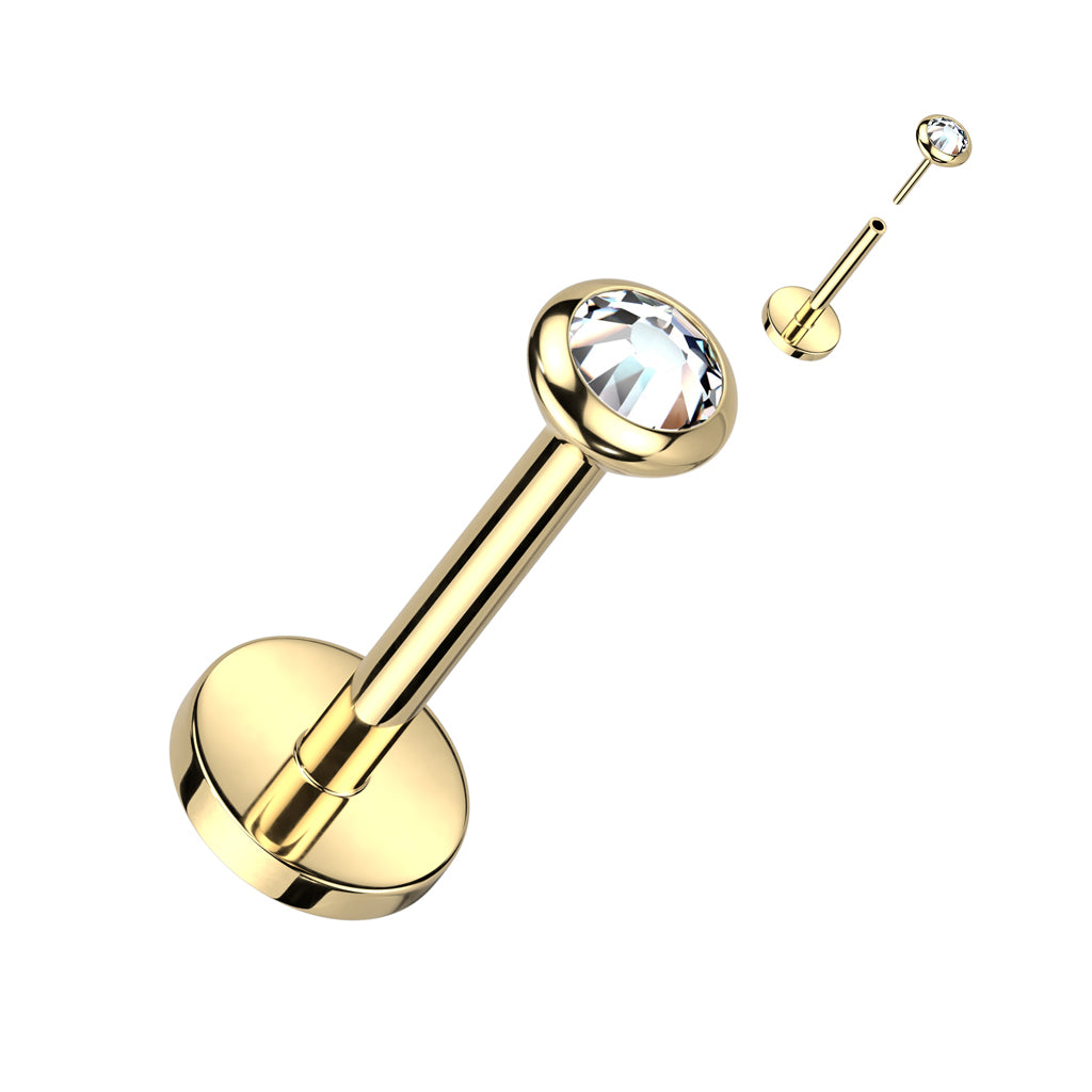 Premium G23 Titanium Luxe Flat Bezel-Set Threadless Flat Back 18g - 16g