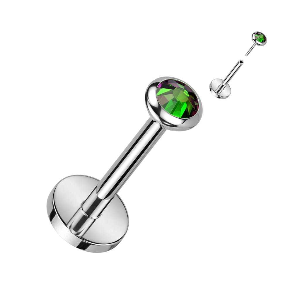 Premium G23 Titanium Luxe Flat Bezel-Set Threadless Flat Back 18g - 16g