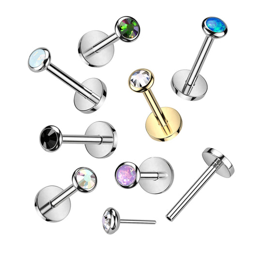 Premium G23 Titanium Luxe Flat Bezel-Set Threadless Flat Back 18g - 16g