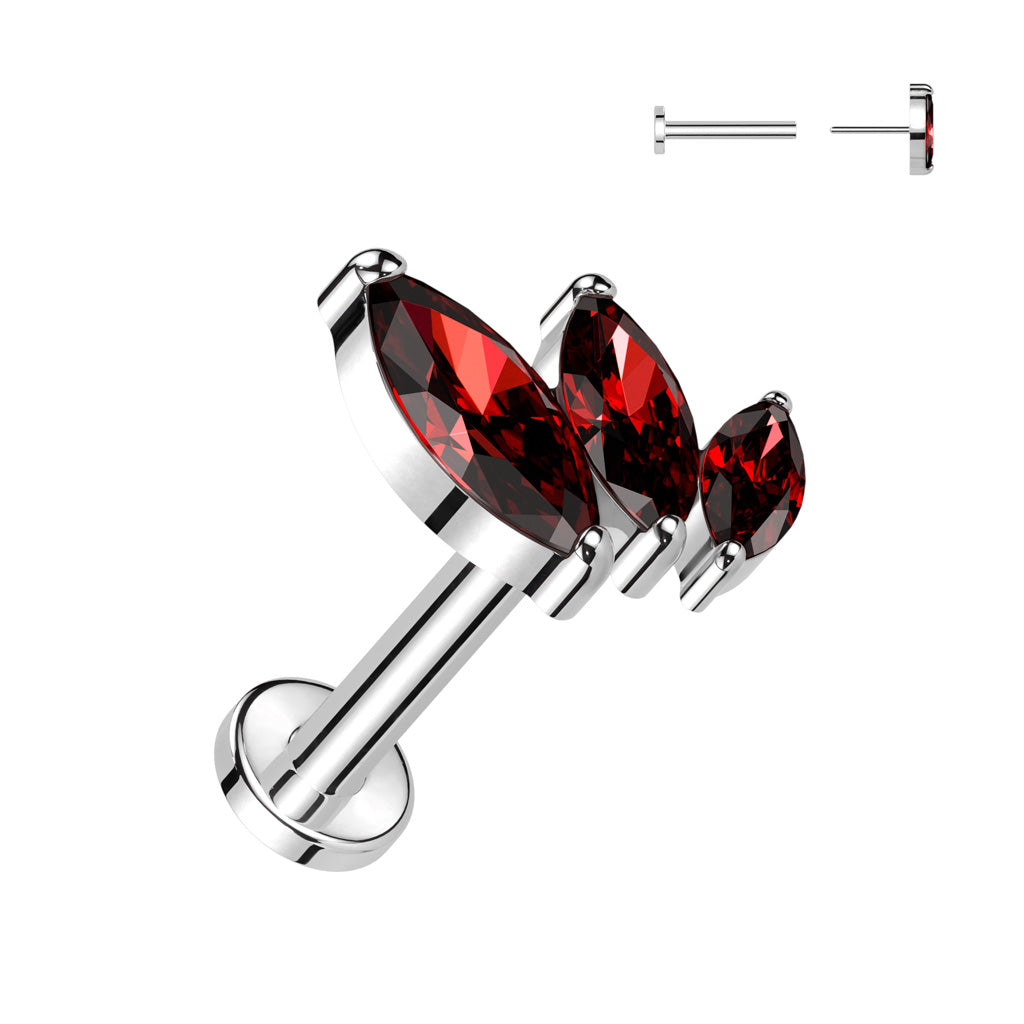 Premium G23 Titanium Curved Marquise Threadless Flat Back