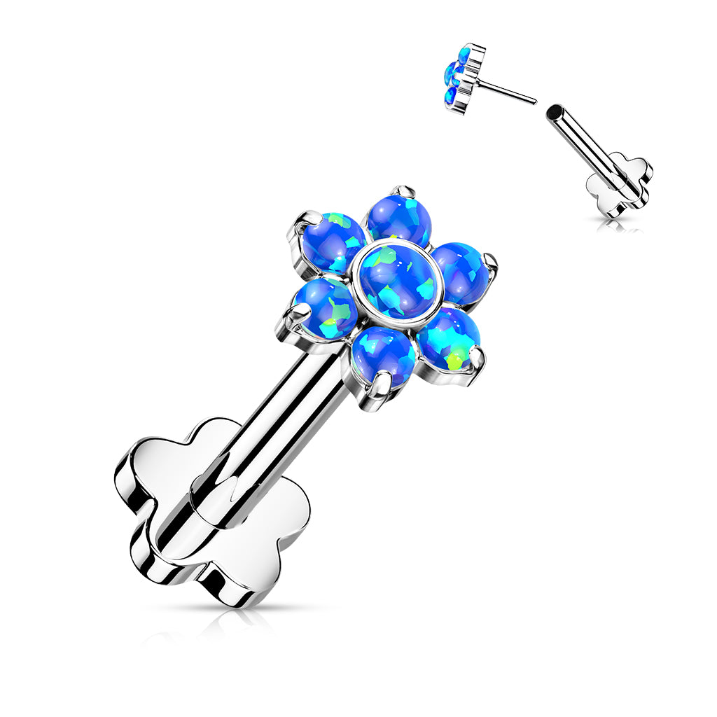 Premium G23 Titanium Flower Base Opal Threadless Flat Back