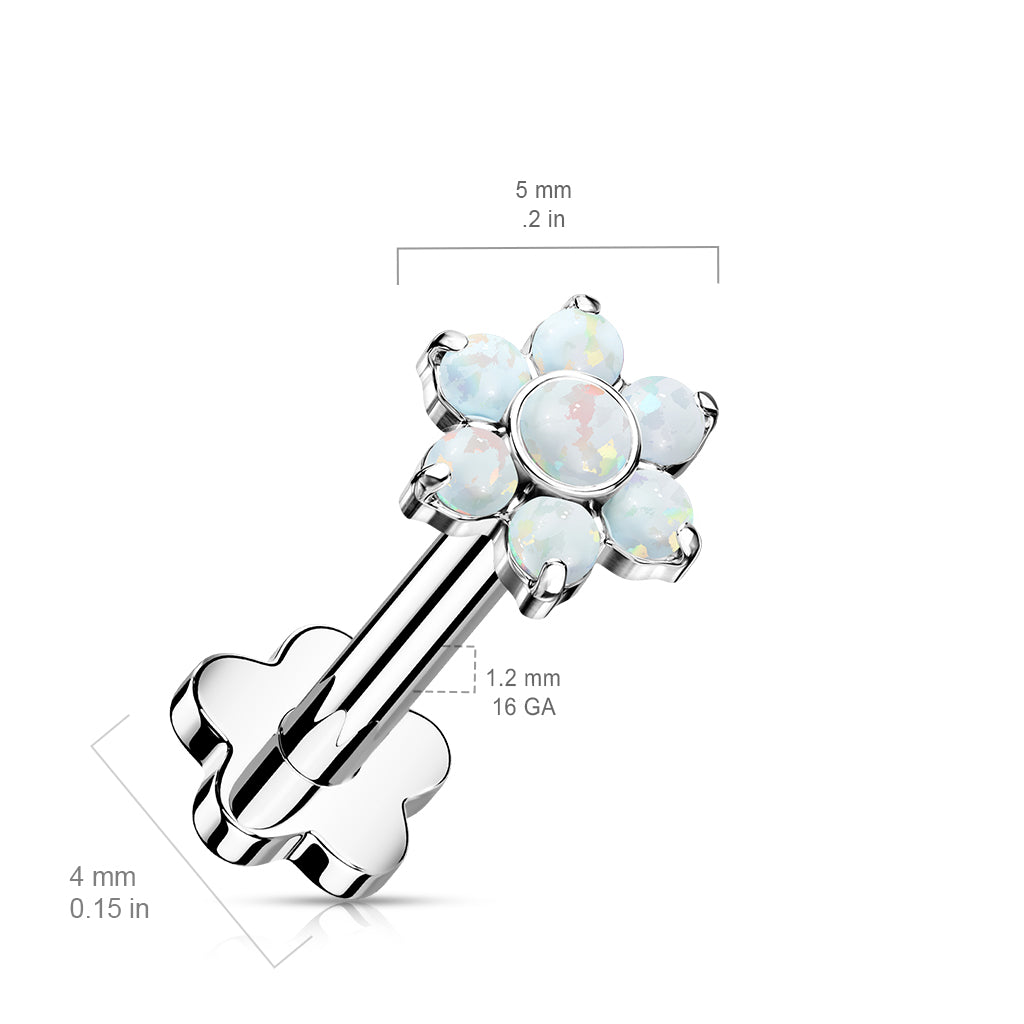 Premium G23 Titanium Flower Base Opal Threadless Flat Back