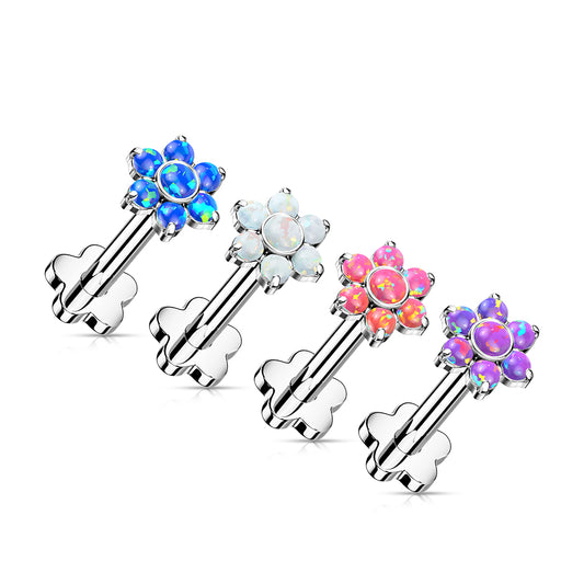 Premium G23 Titanium Flower Base Opal Threadless Flat Back