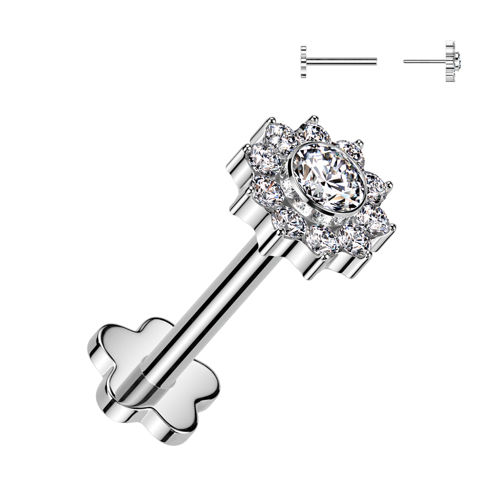 Premium G23 Titanium Flower Base Sun Threadless Flat Back