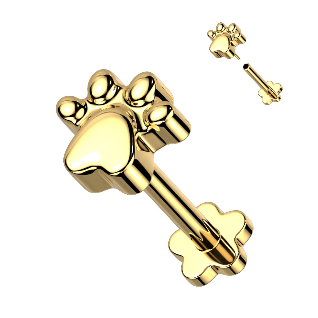 Premium G23 Titanium Flower Base Paw Threadless Flat Back