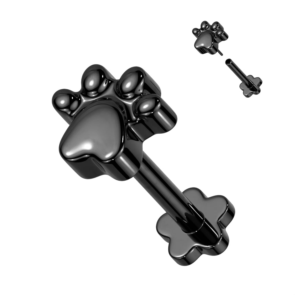 Premium G23 Titanium Flower Base Paw Threadless Flat Back