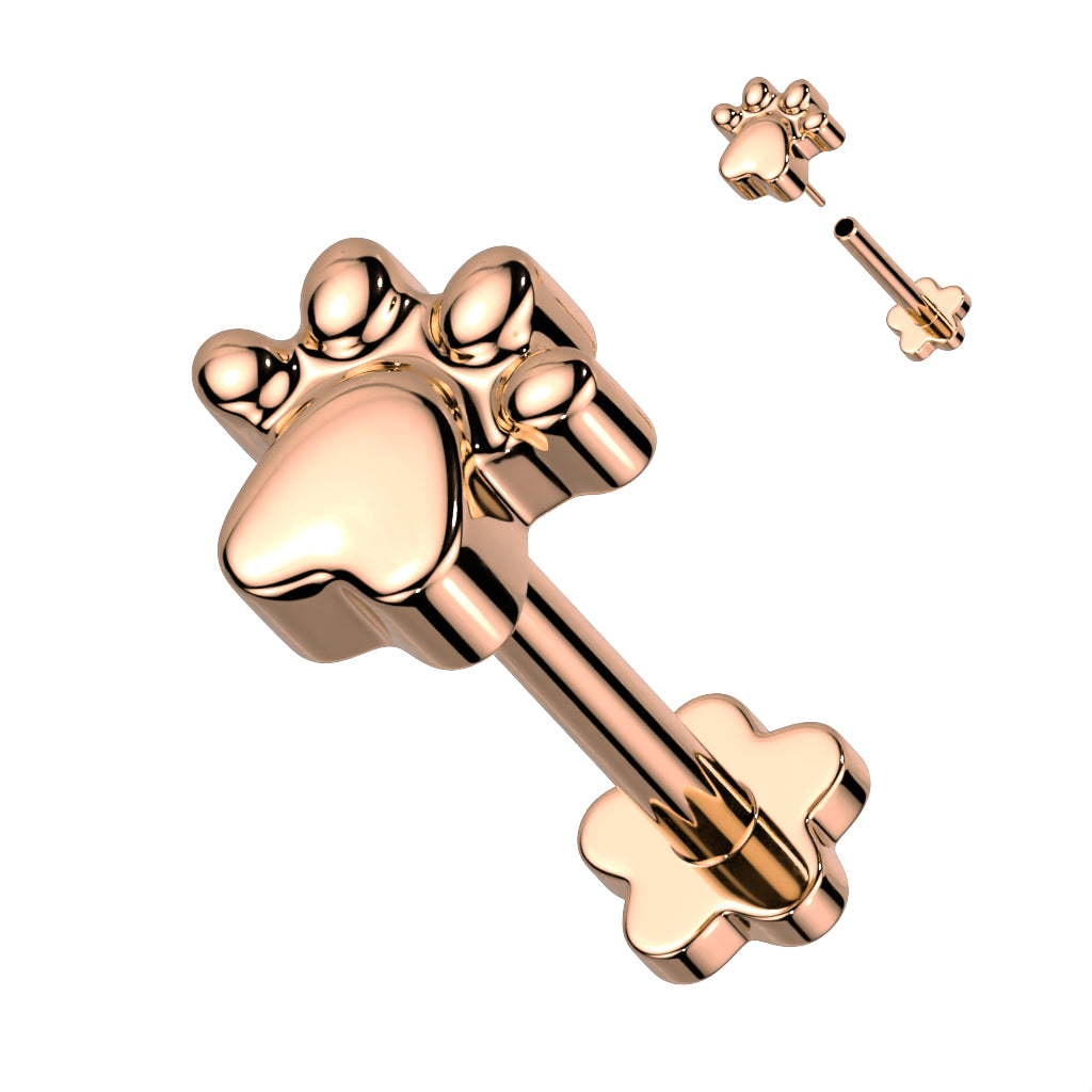 Premium G23 Titanium Flower Base Paw Threadless Flat Back