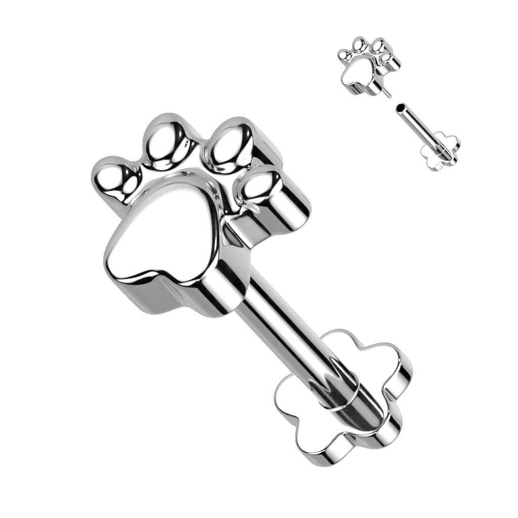 Premium G23 Titanium Flower Base Paw Threadless Flat Back