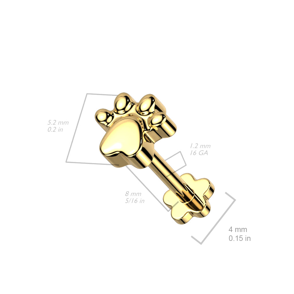 Premium G23 Titanium Flower Base Paw Threadless Flat Back