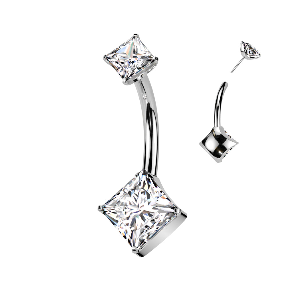 Premium G23 Titanium Luxe Square Threadless Navel Barbell