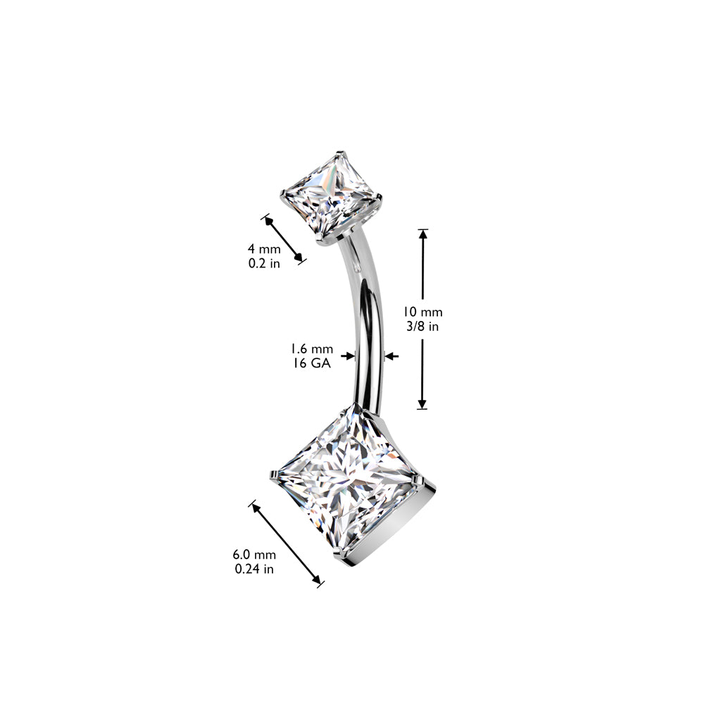 Premium G23 Titanium Luxe Square Threadless Navel Barbell