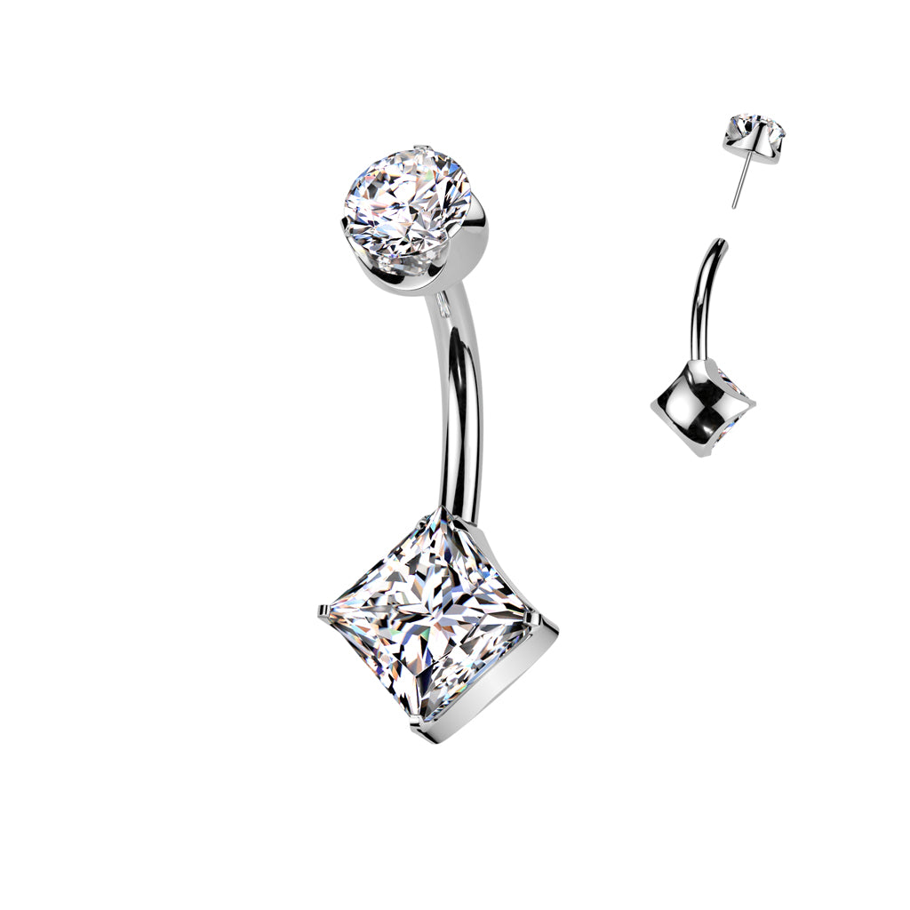 Premium G23 Titanium Luxe Square & Round Threadless Navel Barbell