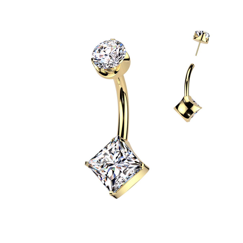 Premium G23 Titanium Luxe Square & Round Threadless Navel Barbell