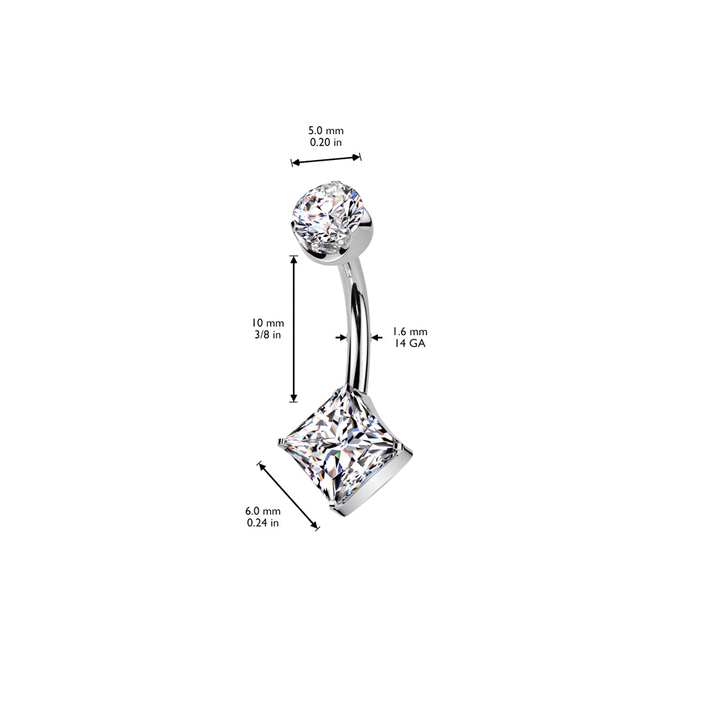 Premium G23 Titanium Luxe Square & Round Threadless Navel Barbell