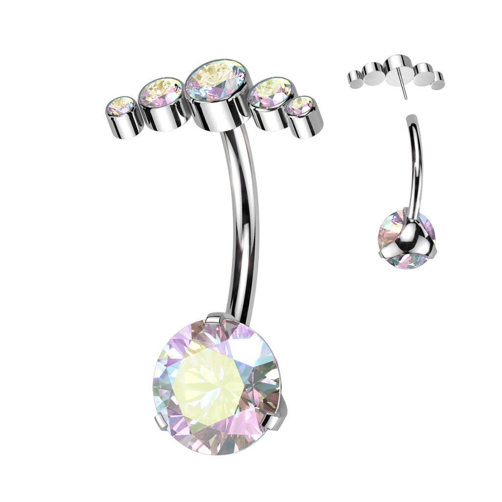 Premium G23 Titanium Luxe Arc Curve Threadless Navel Barbell