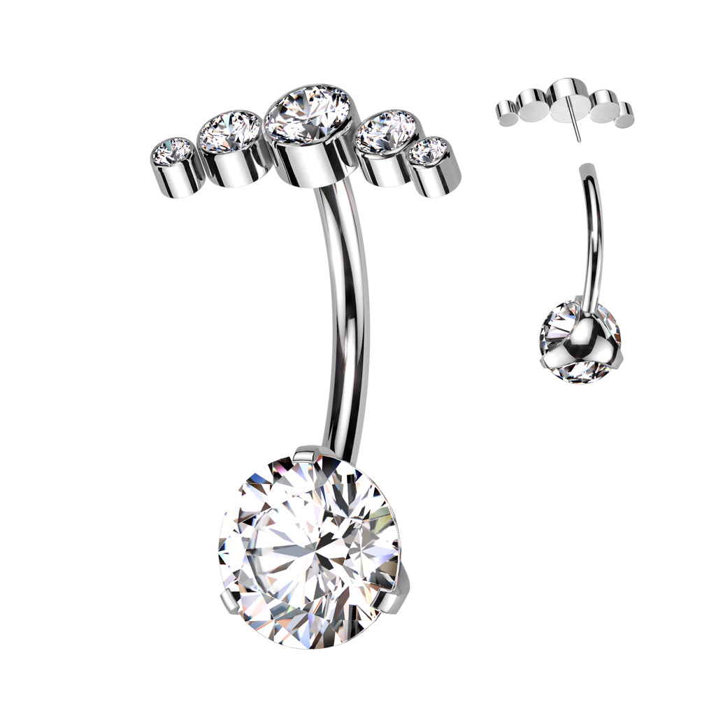 Premium G23 Titanium Luxe Arc Curve Threadless Navel Barbell