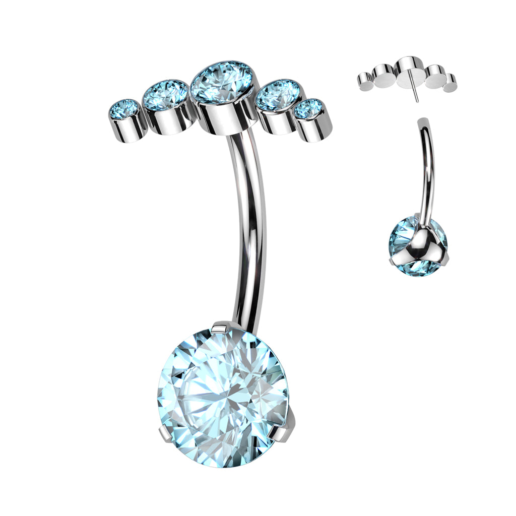 Premium G23 Titanium Luxe Arc Curve Threadless Navel Barbell