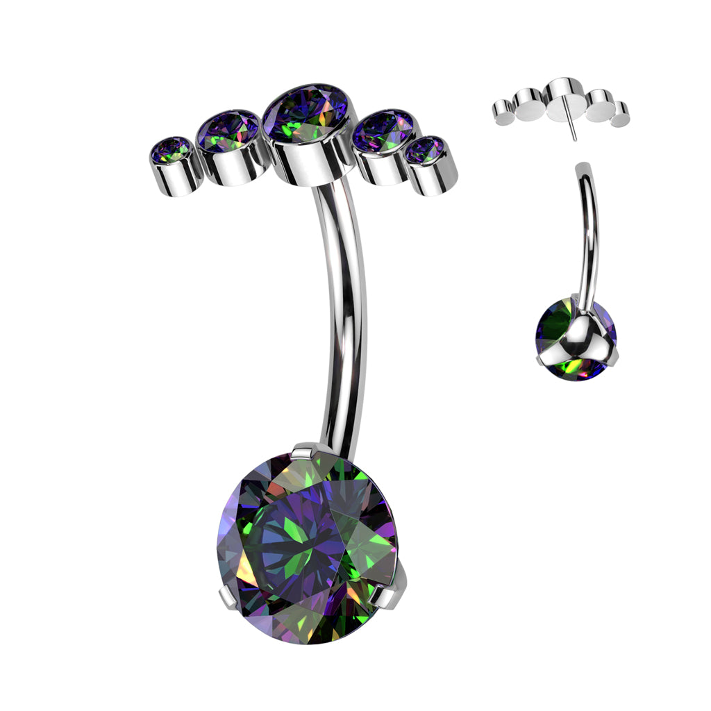 Premium G23 Titanium Luxe Arc Curve Threadless Navel Barbell