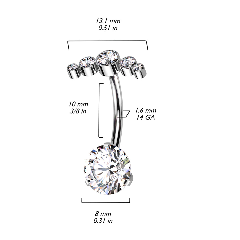 Premium G23 Titanium Luxe Arc Curve Threadless Navel Barbell