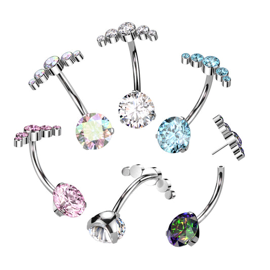 Premium G23 Titanium Luxe Arc Curve Threadless Navel Barbell