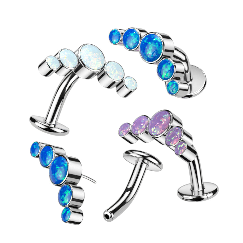 Premium G23 Titanium Luxe Triple Opal Floating Threadless Navel Barbell 14g