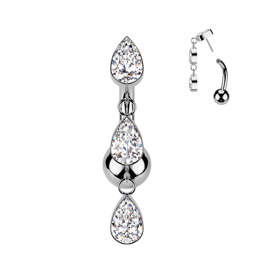 Premium G23 Titanium Luxe Teardrop Threadless Inverted Navel Dangle