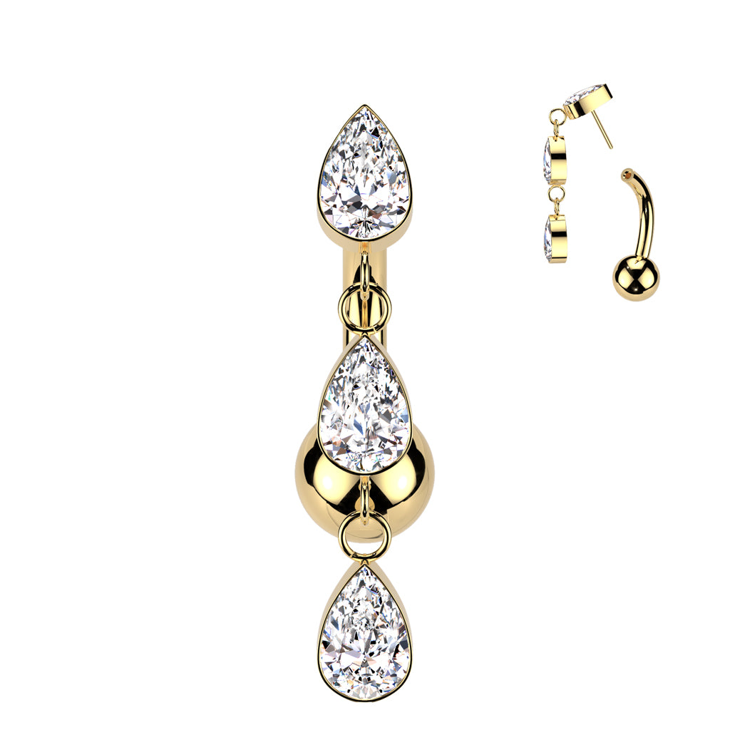 Premium G23 Titanium Luxe Teardrop Threadless Inverted Navel Dangle