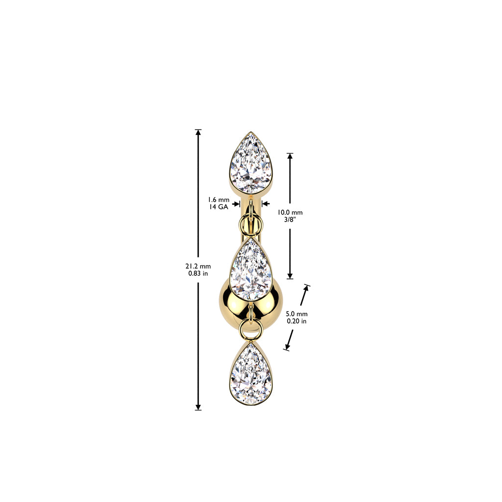 Premium G23 Titanium Luxe Teardrop Threadless Inverted Navel Dangle