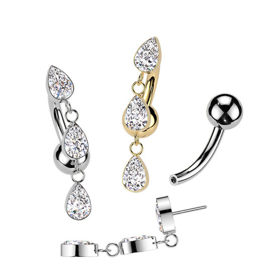 Premium G23 Titanium Luxe Teardrop Threadless Inverted Navel Dangle