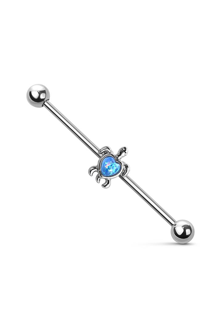 PREMIUM Opal Sea Turtle Industrial Barbell 14g