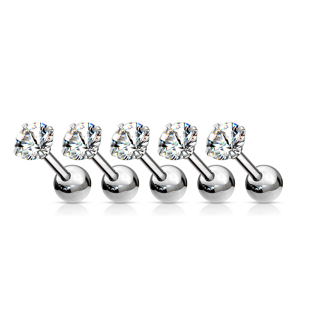 Premium Surgical Steel Claw-Set Round Ball Back