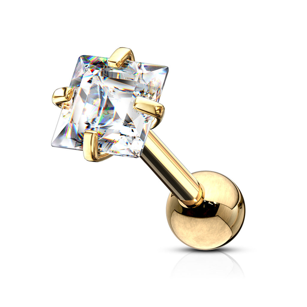 Premium Claw-Set Square Crystal Ball Back 18g - 16g