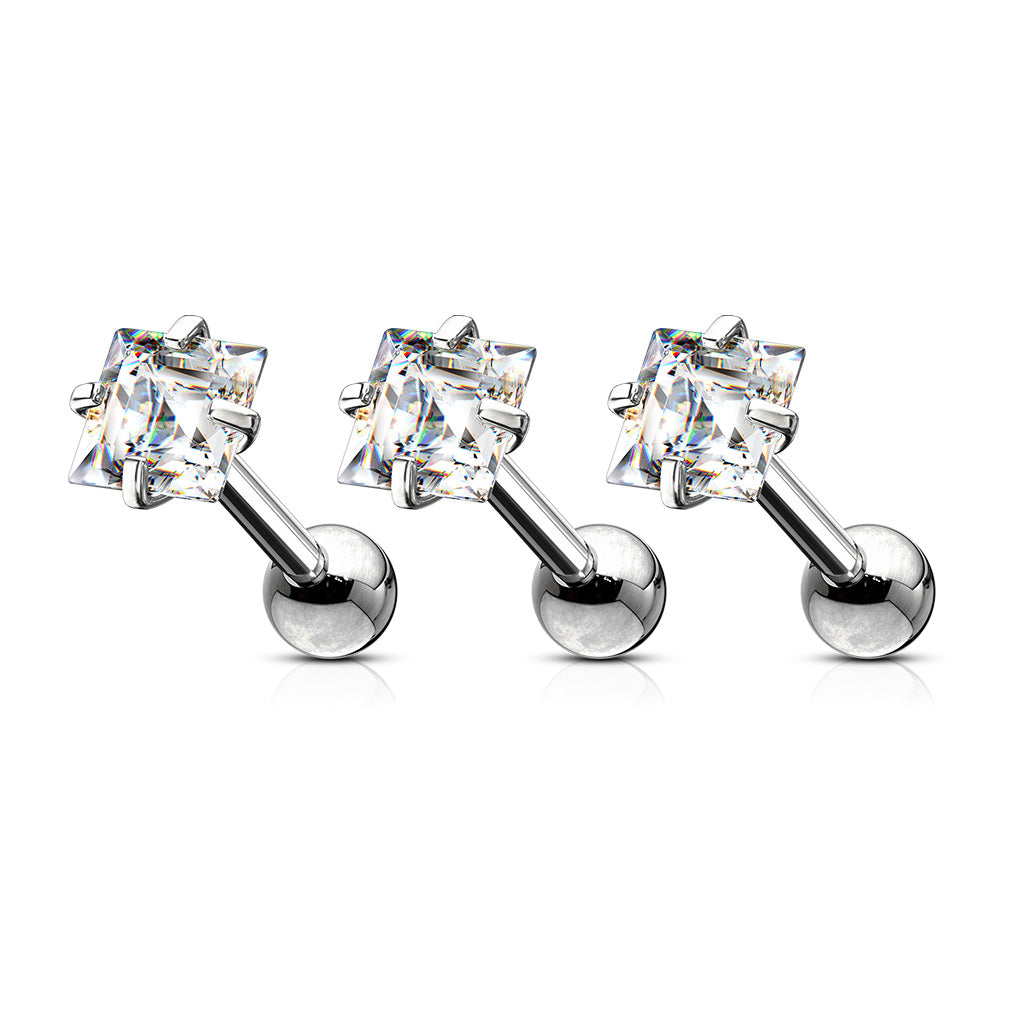 Premium Claw-Set Square Crystal Ball Back 18g - 16g