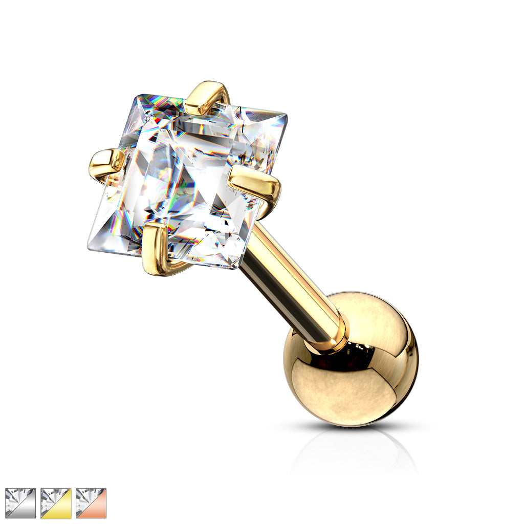 Premium Claw-Set Square Crystal Ball Back 18g - 16g