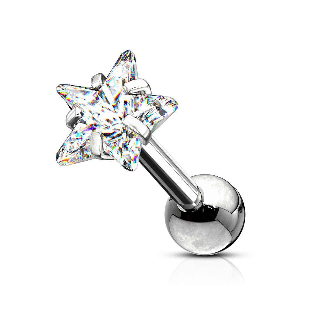 Premium Surgical Steel Claw-Set Crystal Star Ball Back 16g