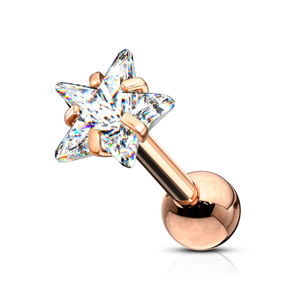 Premium Surgical Steel Claw-Set Crystal Star Ball Back 16g