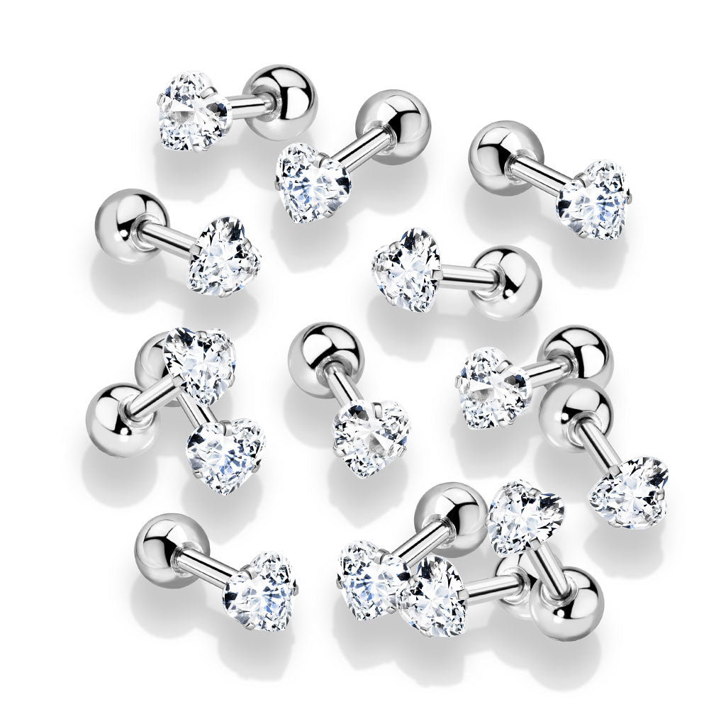 Premium Heart Claw-Set Crystal Ball Back 16g