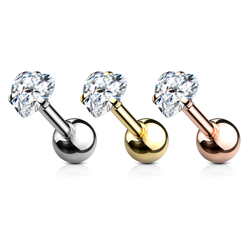 Premium Heart Claw-Set Crystal Ball Back 16g