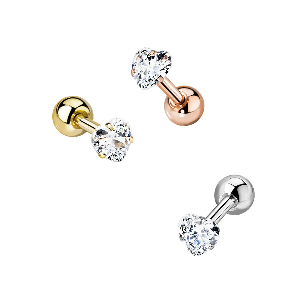Premium Heart Claw-Set Crystal Ball Back 16g