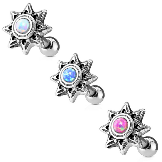 Bezel-Set Opal + Sun Ball Back 16g