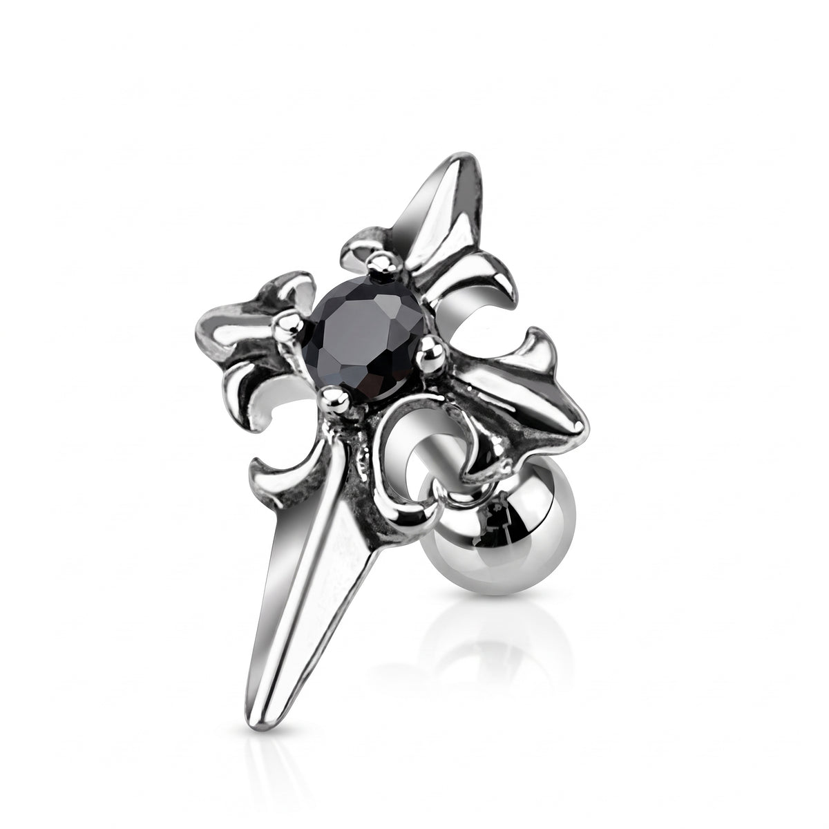 Claw-Set Crystal Gothic Cross Ball Back 16g