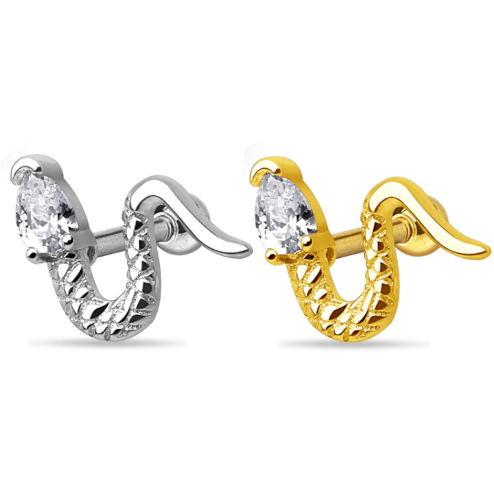 Claw-Set Crystal Snake Ball Back 16g