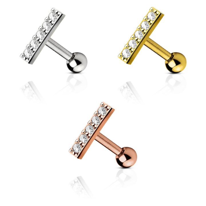 Pavé-Set Small Crystal Bar Ball Back 16g