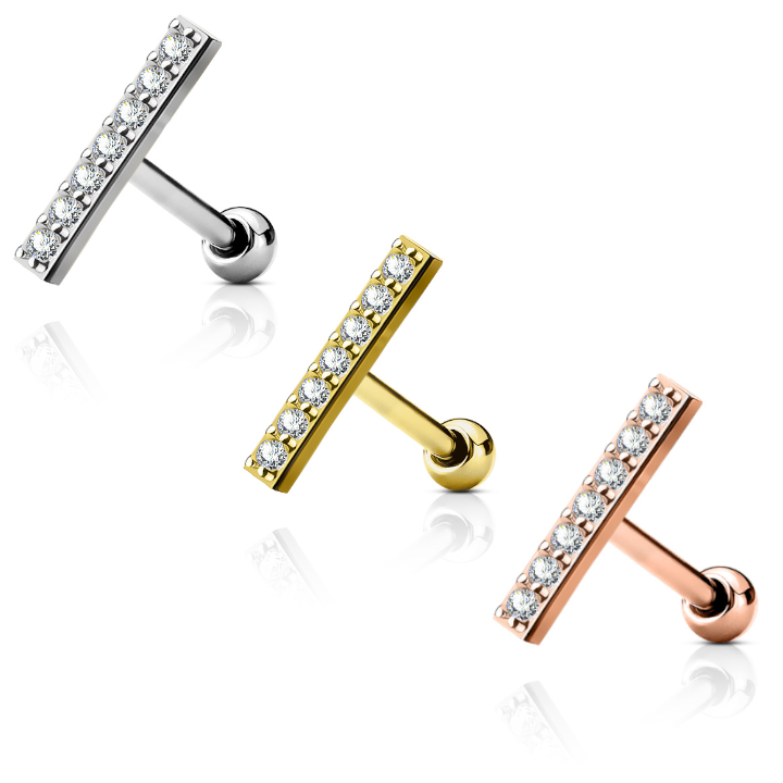 Pavé-Set Crystal Bar Ball Back 16g
