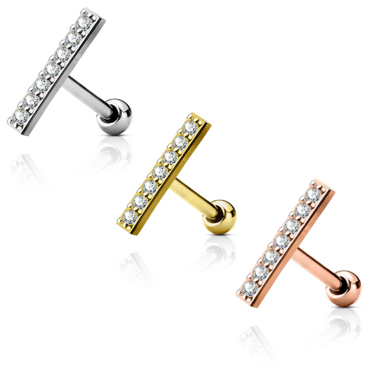 Pavé-Set Crystal Bar Ball Back 16g