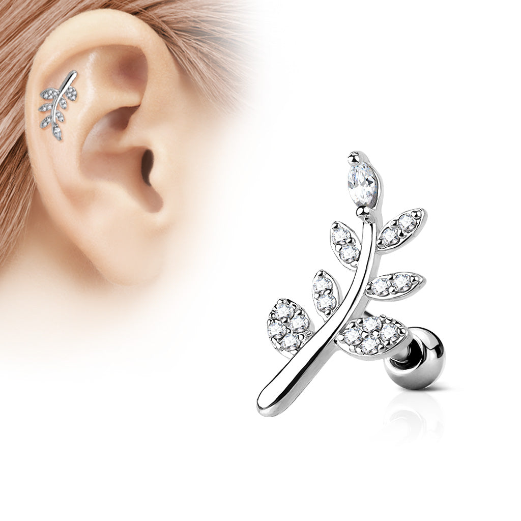 Claw-Set Marquise & Pavé Crystal Branch Curve Ball Back 16g
