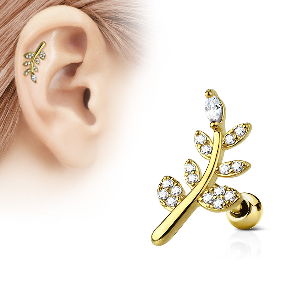 Claw-Set Marquise & Pavé Crystal Branch Curve Ball Back 16g