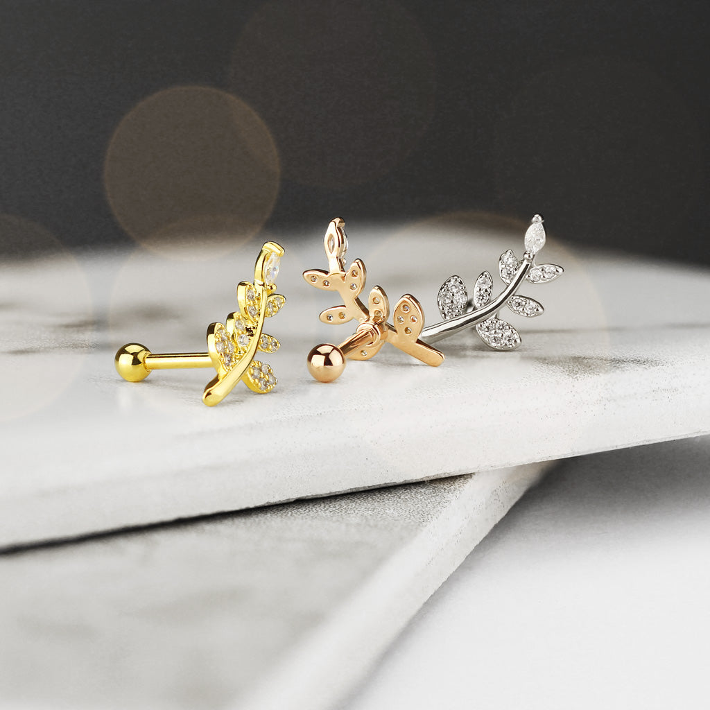 Claw-Set Marquise & Pavé Crystal Branch Curve Ball Back 16g